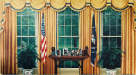 Hand painted President Clinton Oval Office mural