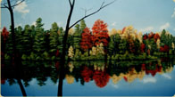 Hand painted Autumn Lake Scene mural